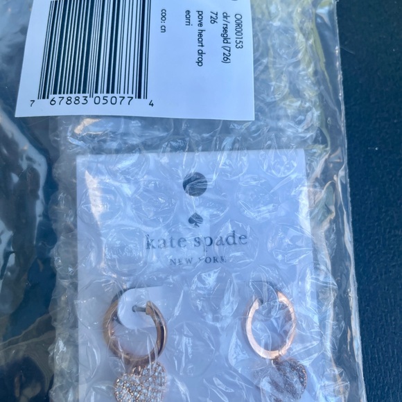 💕 NW Kate Spade Yours Truly Pave Heart Drop Earrings Rose Gold Clad - Picture 6 of 6
